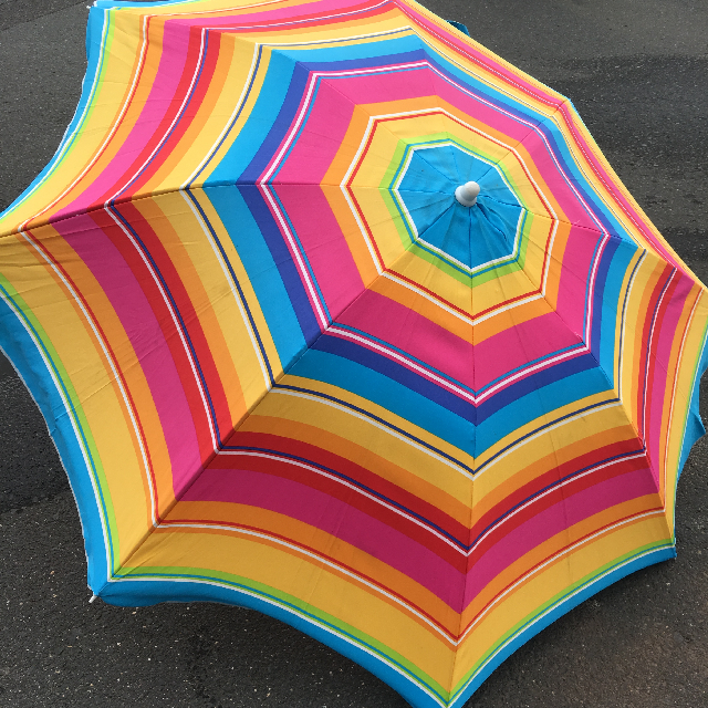 UMBRELLA, Beach - Bright Multicolour Stripe